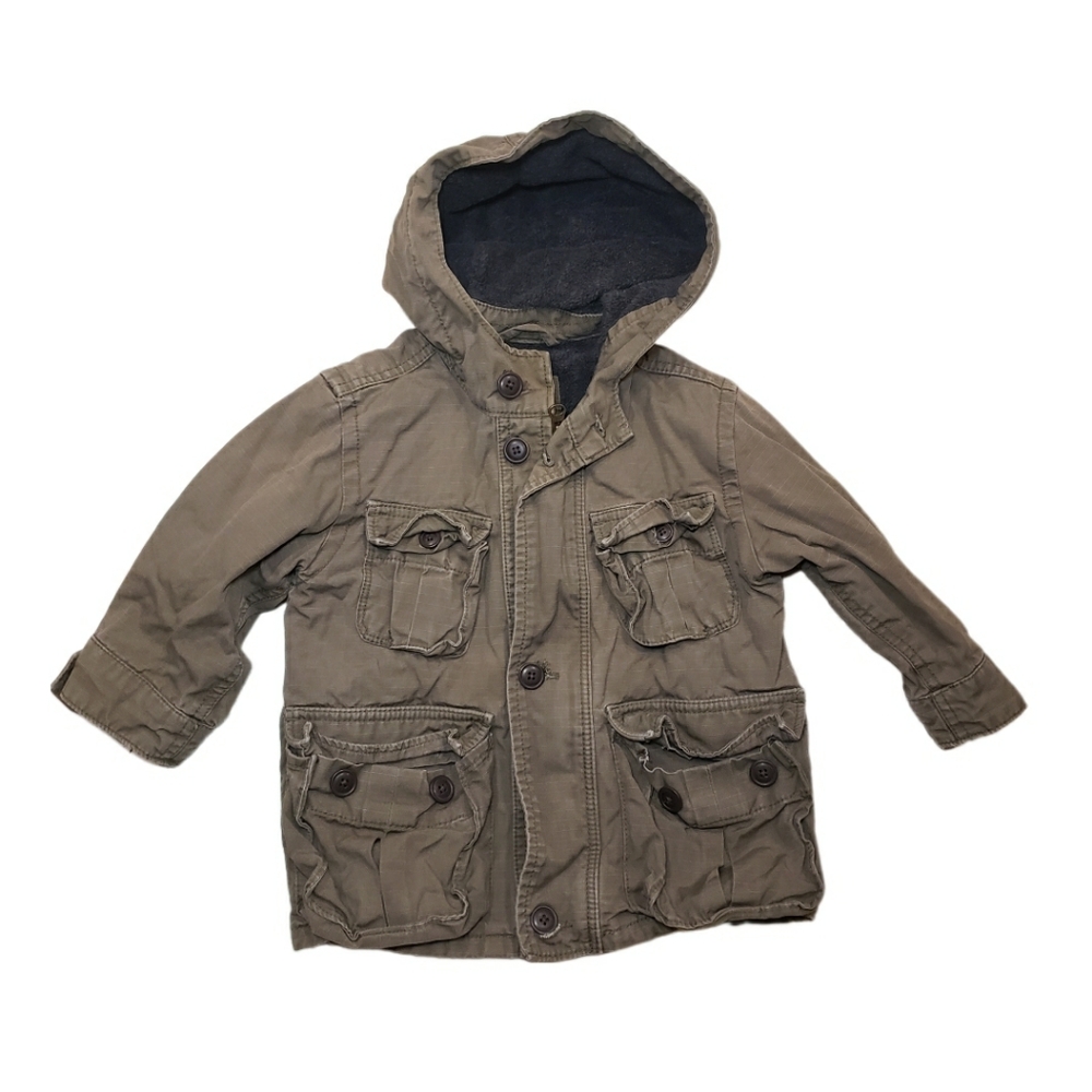 Baby Gap 18-24m Olive Green Hooded Utility Jacket
